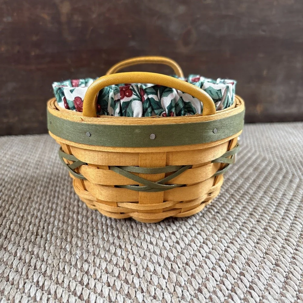 Longaberger 1999 Peppermint Tree Trimming Basket Liner Protector Hang Tag